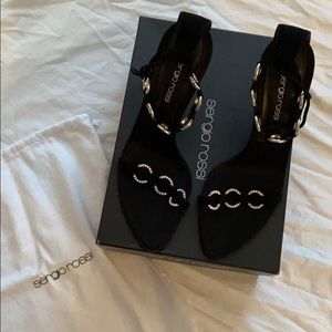 SOLD•NWT Sergio Rossi ankle-tie suede heels